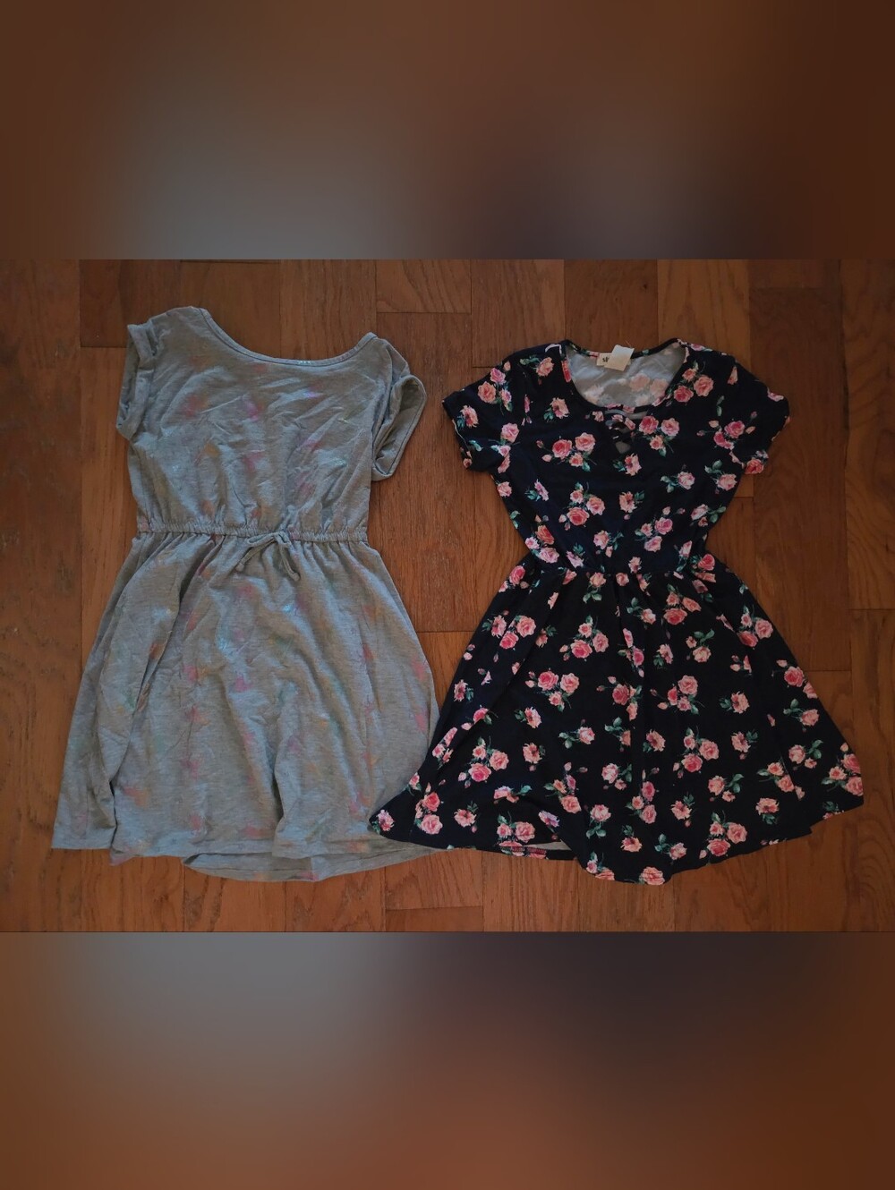 Girls Set Of 2 Cute Dresses. Floral & Unicorn Print. Size 12
